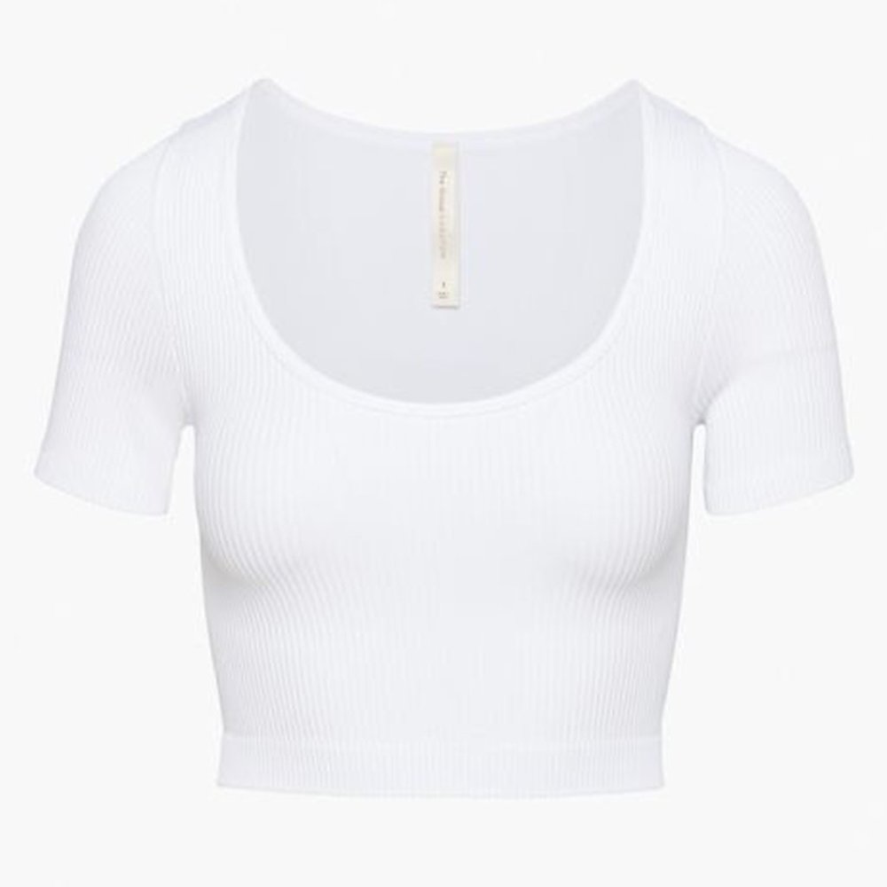 Aritzia Women's Scoop Neck Crop T-shirt, White, Small